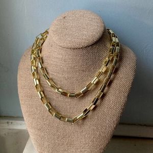 Lisa Freede gold tone rectangular box chain